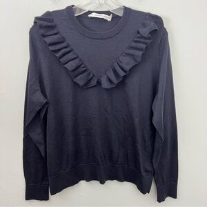 & Other Stories Wool Ruffle Sweater Navy